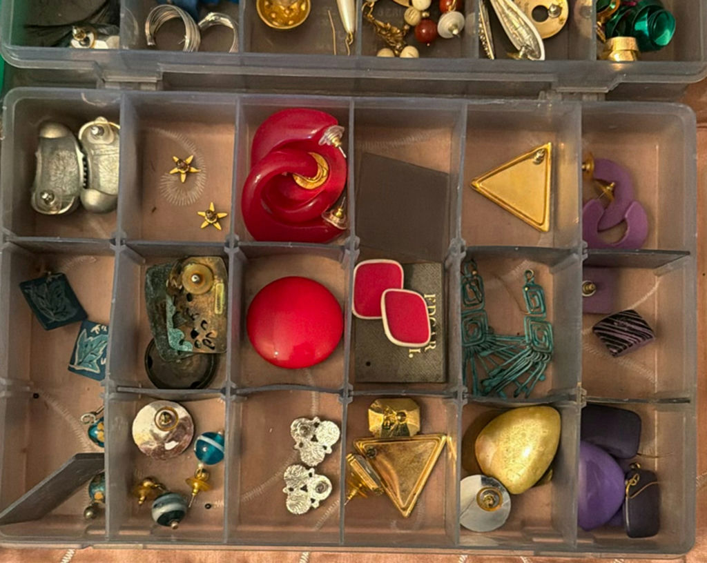 Assorted jewelry in a multi-compartment organizer - image 2 of 13