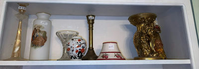 Assorted decorative glassware and brass sculpture - Image 1 of 5