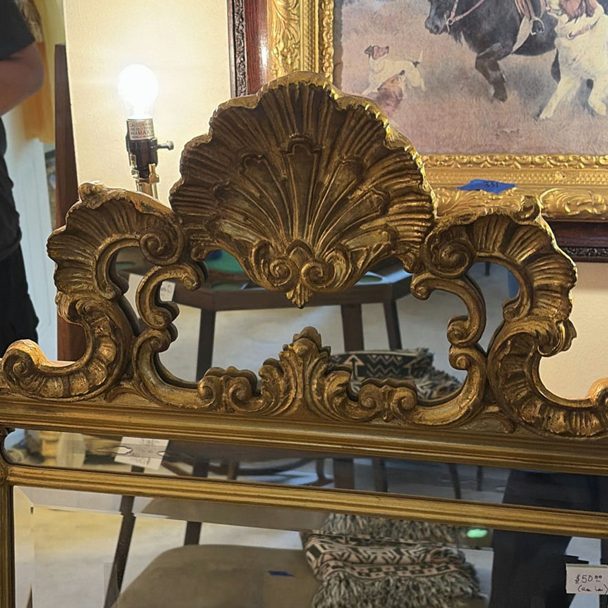 Ornate gold-framed wall mirror - image 5 of 5