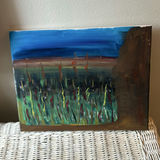 Framed memorial photograph, abstract canvases, and vintage vinyl records - thumbnail 3 of 11