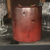 Assorted glassware with burgundy wine glass, red candle, and orange ridged baking mold - thumbnail 6 of 8