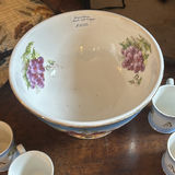 Grapevine-pattern porcelain punch bowl with matching mugs - thumbnail 2 of 4