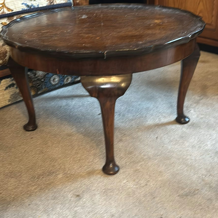 Round Burl Wood Table on Three-Leg Pedestal - image 2 of 3
