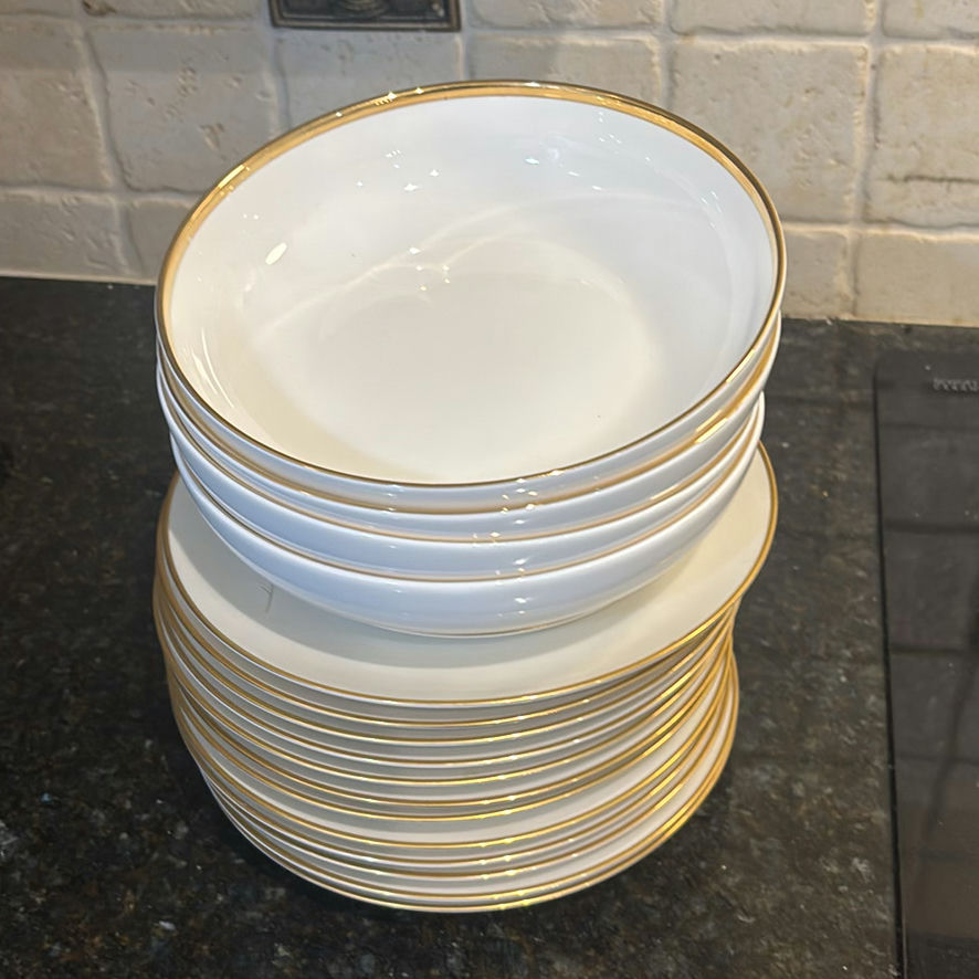 Assorted white ceramic dinnerware and tortilla shell pan set - image 6 of 13