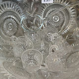 Crystal punch bowl set with pedestal and matching cups - thumbnail 4 of 7