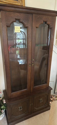 Dark wood gun cabinet with glass doors - Image 1 of 7