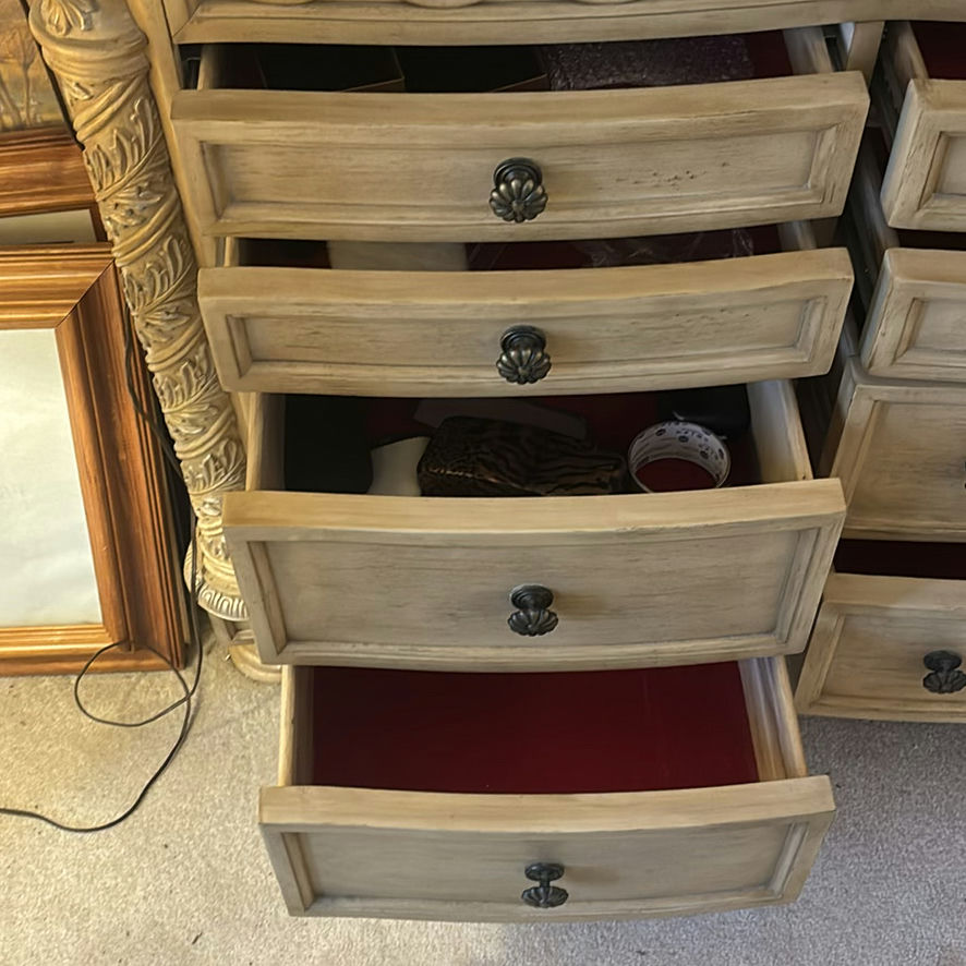 Ornate carved dresser with mirror - image 6 of 8