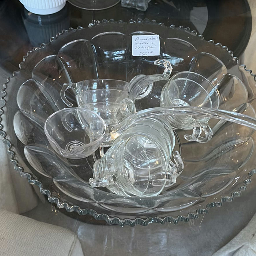 Glass Punch Bowl Set with Ladle and 10 Cups - image 1 of 4