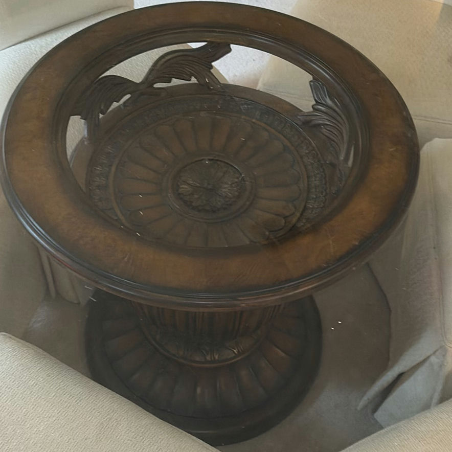Round Glass-Top Dining Table with Slipcovered Chairs - image 6 of 7