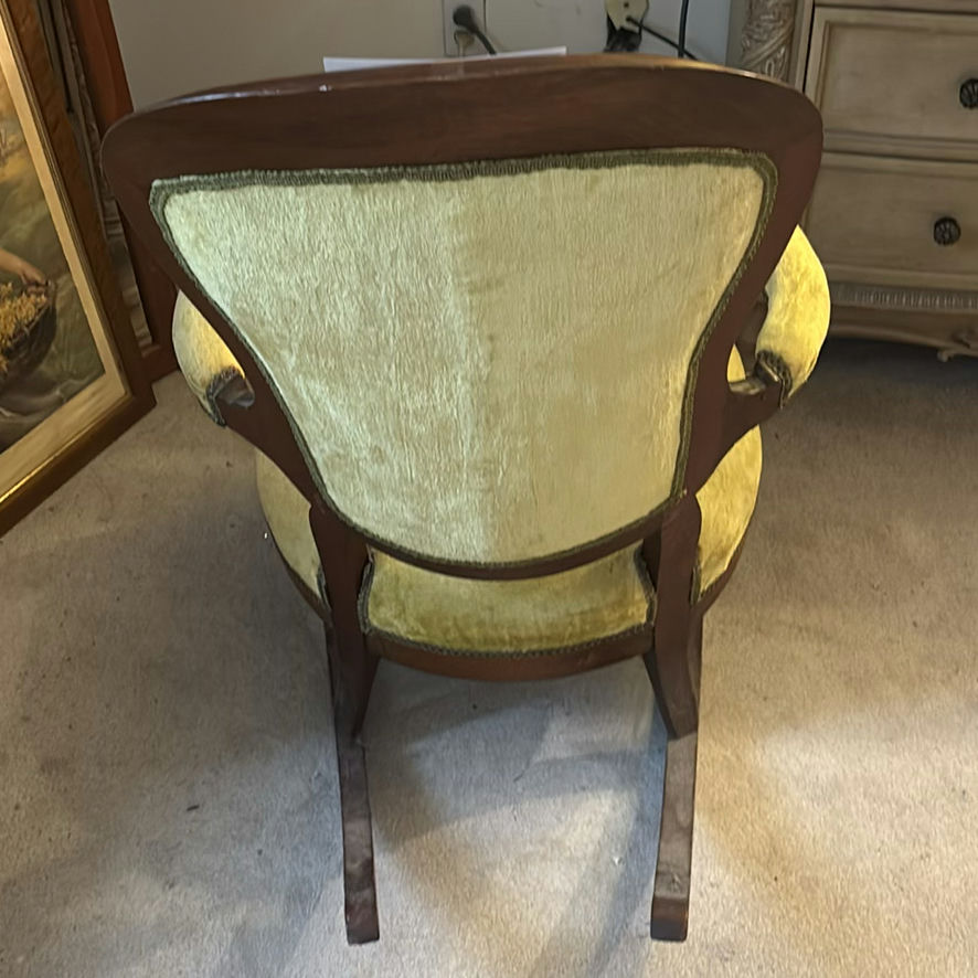 Vintage Yellow Velvet Upholstered Rocking Chair - image 4 of 4