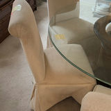 Round Glass-Top Dining Table with Slipcovered Chairs - thumbnail 5 of 7