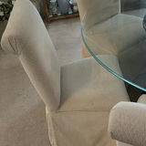 Round Glass-Top Dining Table with Slipcovered Chairs - thumbnail 4 of 7
