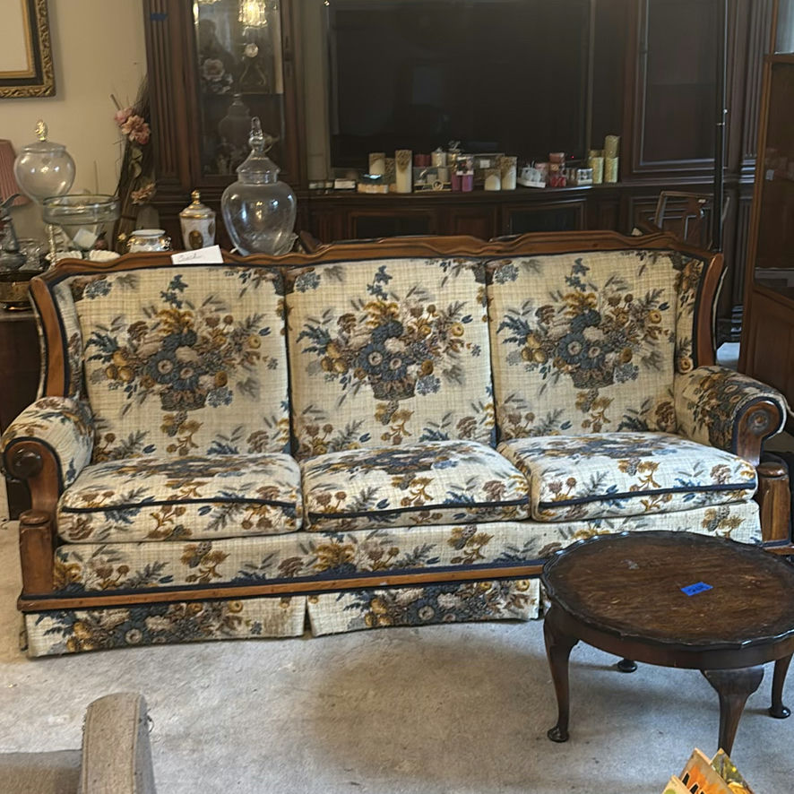 Vintage floral upholstered sofa set - image 4 of 13