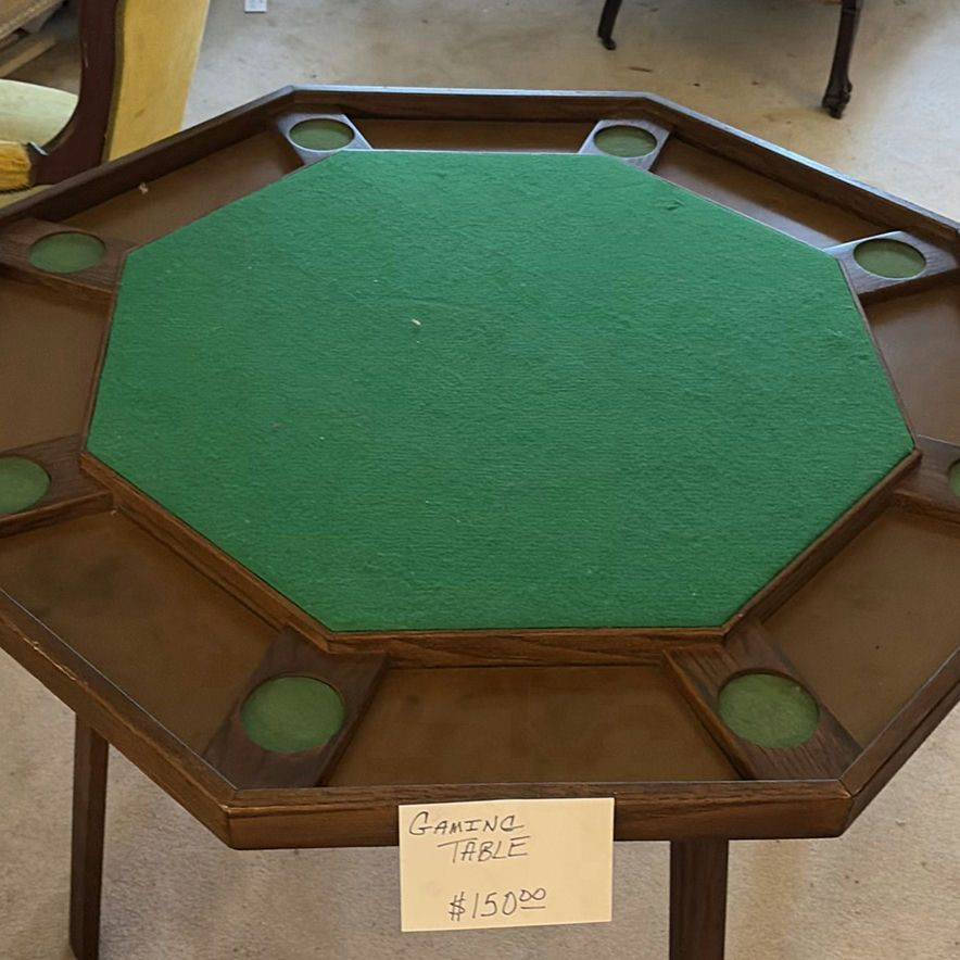 Octagonal wooden gaming table with green felt - image 2 of 3