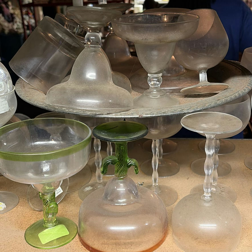 Frosted glass stemware and assorted glassware with a vintage appliance - image 6 of 9