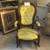 Vintage Yellow Velvet Upholstered Rocking Chair - thumbnail 1 of 4