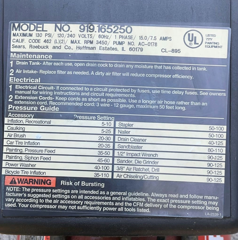 Craftsman Air Compressor - image 2 of 5