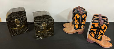 Anchor marble and decorative cowboy boots bookends - Image 1 of 5