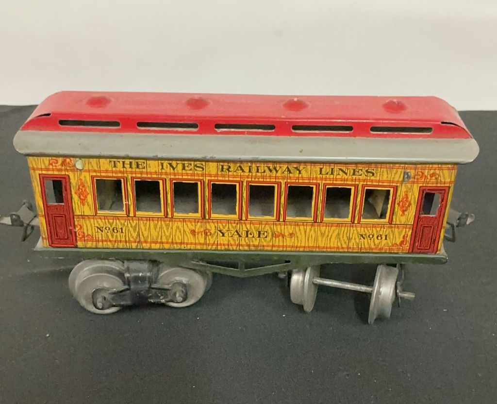 Antique Ives Tinplate Toy Train Set with Locomotive and Cars - image 4 of 12
