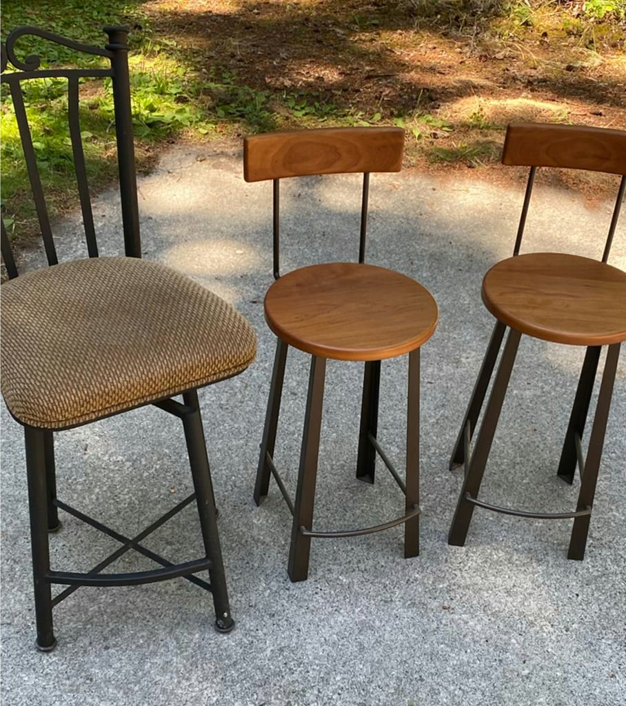Wooden and Fabric Counter Stools - image 1 of 9