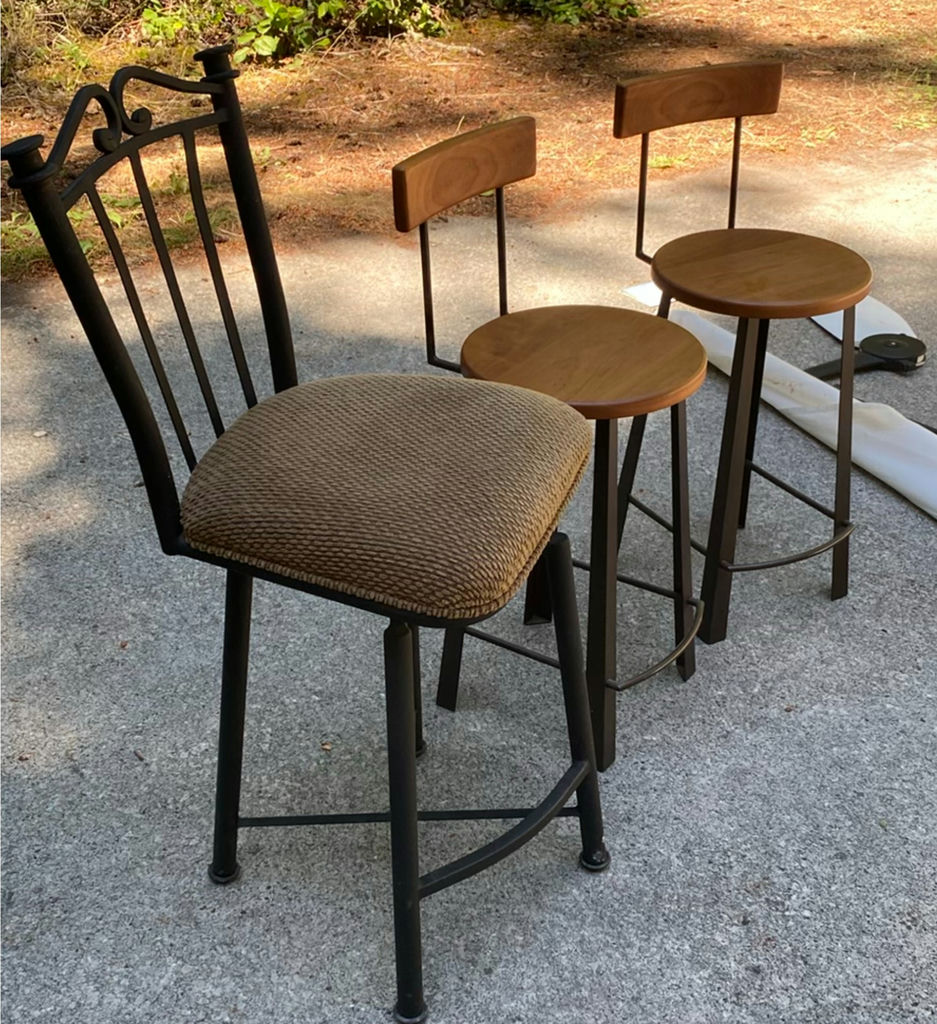Wooden and Fabric Counter Stools - image 2 of 9