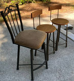 Wooden and Fabric Counter Stools - thumbnail 2 of 9