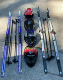4 Snow Mobile Helmets, 2 Pair of Snow Skis & Poles - thumbnail 1 of 10