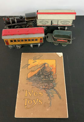 Antique Ives Tinplate Toy Train Set with Locomotive and Cars - Image 1 of 12