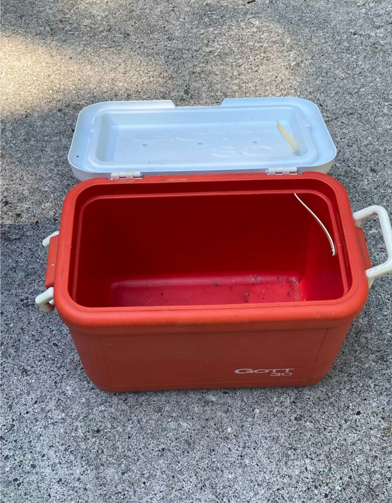 Folding camping table with two coolers, flashlight, and folding stool - image 5 of 6