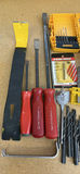 Assorted drill bits, chisels, and cabinet hardware tools - thumbnail 1 of 8