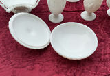 Milk glass tableware collection with lidded bowls, goblets, and a compote - thumbnail 3 of 12