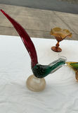 Blown Glass Roosters, Amber Dish And Ceramic Baking Dish - thumbnail 7 of 11