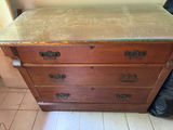 Three-drawer wooden dresser with glass top - thumbnail 1 of 2