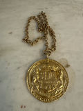 Accessocraft coin Gold-toned round pendant necklace with crest - thumbnail 1 of 3