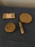 Gold-toned vintage makeup compacts and vanity case - thumbnail 1 of 2