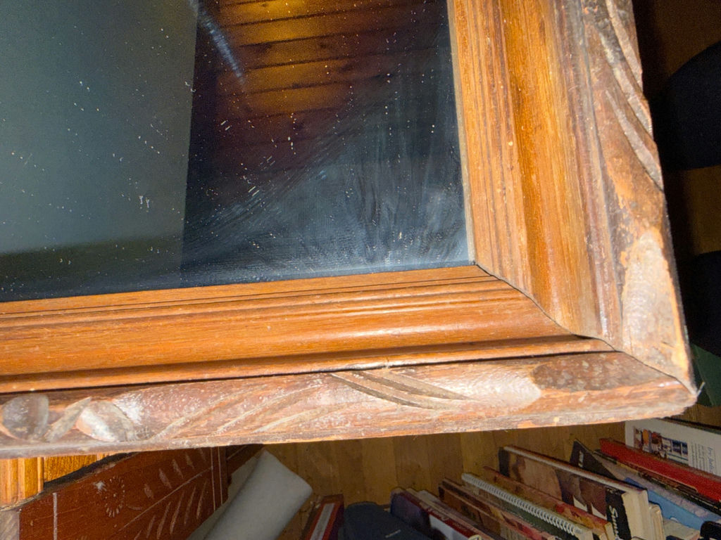 Wooden-framed wall mirror - image 2 of 2