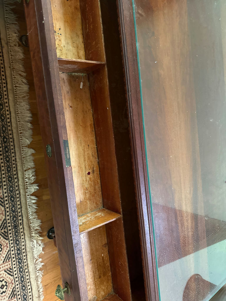 Antique wooden dresser with glass top - image 3 of 4