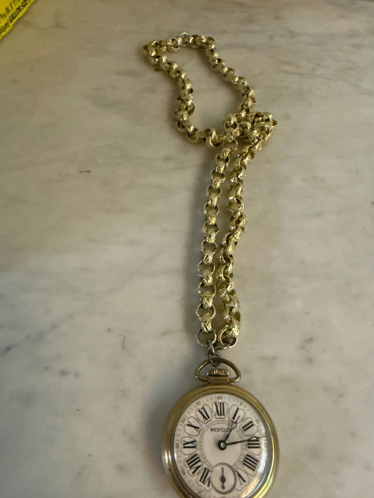 Westclock Gold pocket watch with chain - image 2 of 2