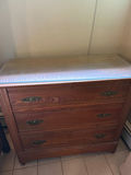 Wooden dresser with glass top and three drawers - thumbnail 1 of 3