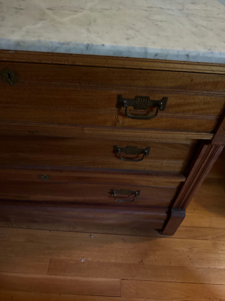 Wooden dresser with marble top - image 2 of 3