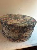 Round tapestry hatbox with blue and yellow hats - thumbnail 4 of 4