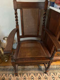 Antique Wooden Armchair with Caned Seat and Back - thumbnail 1 of 2