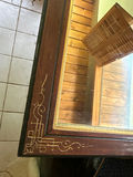Rectangular wooden-framed wall mirror with carved detailing - thumbnail 2 of 2
