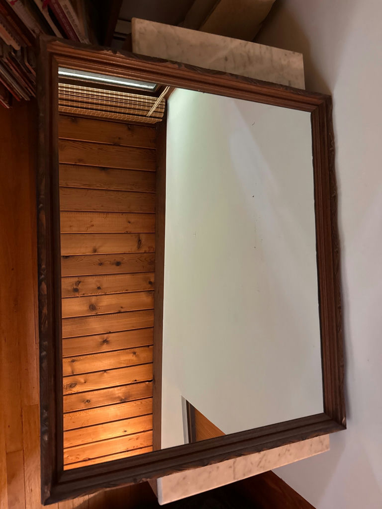 Wooden-framed wall mirror - image 1 of 2