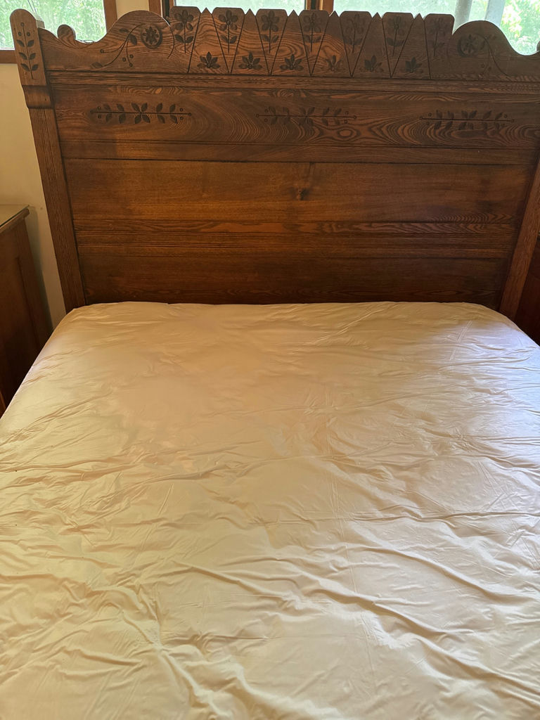 Carved full size wooden bed frame  - image 3 of 3