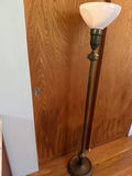 Brass floor lamp with frosted glass shade - thumbnail 1 of 3