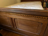 Ornate wooden bed frame with mattress - thumbnail 2 of 4