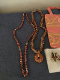 Beaded necklaces, parrot brooch, and embroidered bag - thumbnail 2 of 3
