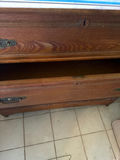 Wooden dresser with glass top and three drawers - thumbnail 2 of 3