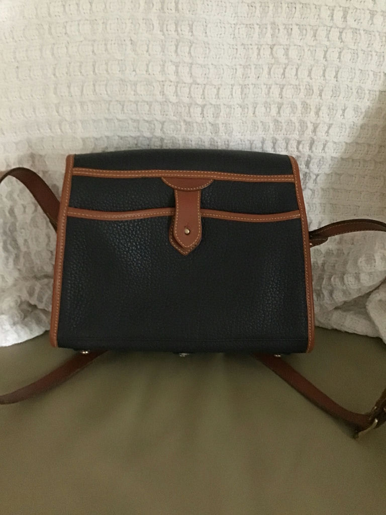 Navy blue Dooney and Bourke Leather  Bag with Brown Trim - image 2 of 2